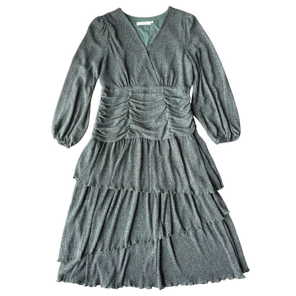ASTR The Label Green Ruched Ruffle Floral Print Midi Dress - Picture 6 of 13
